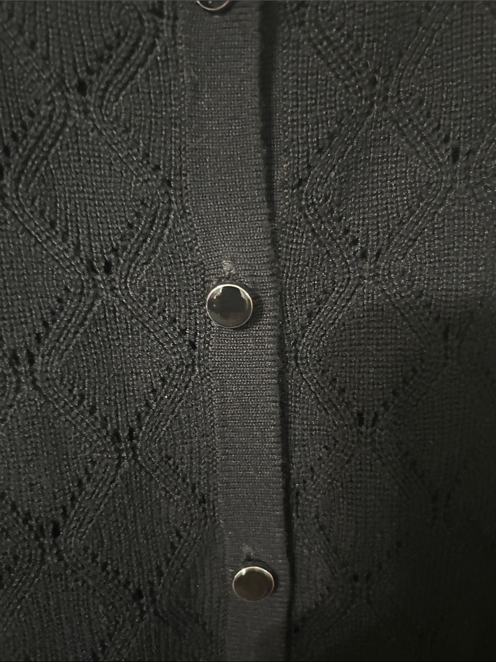 Black Openwork Button-Front Cardigan Sweater - Picture 8 of 8
